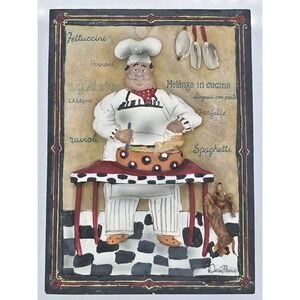 Italian Chef and Dachshund Dog Gourmet Food 3D Kitchen Wall Plaque